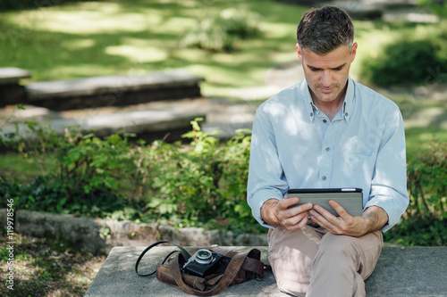 Man connecting with a tablet