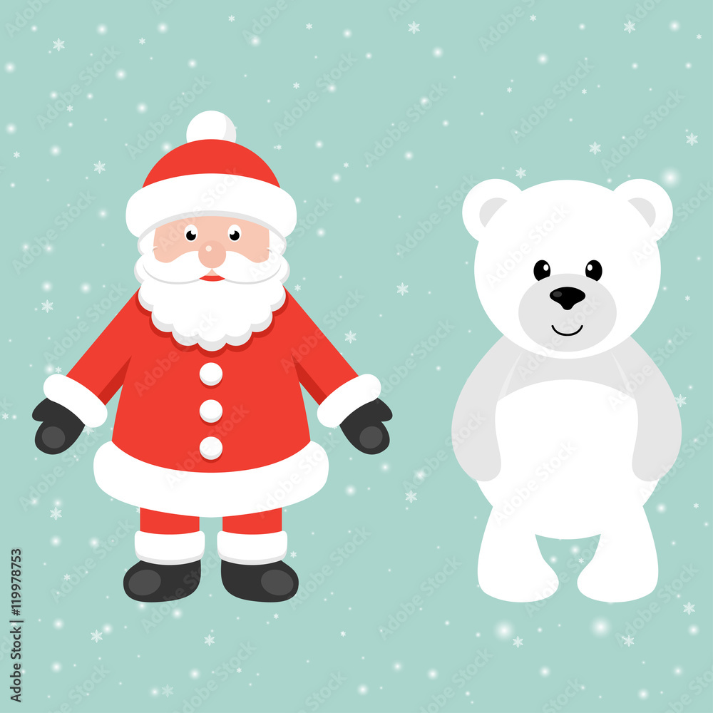 cartoon santa claus with bear