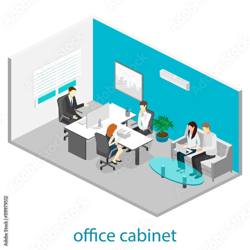 isometric interior of director's office © reenya