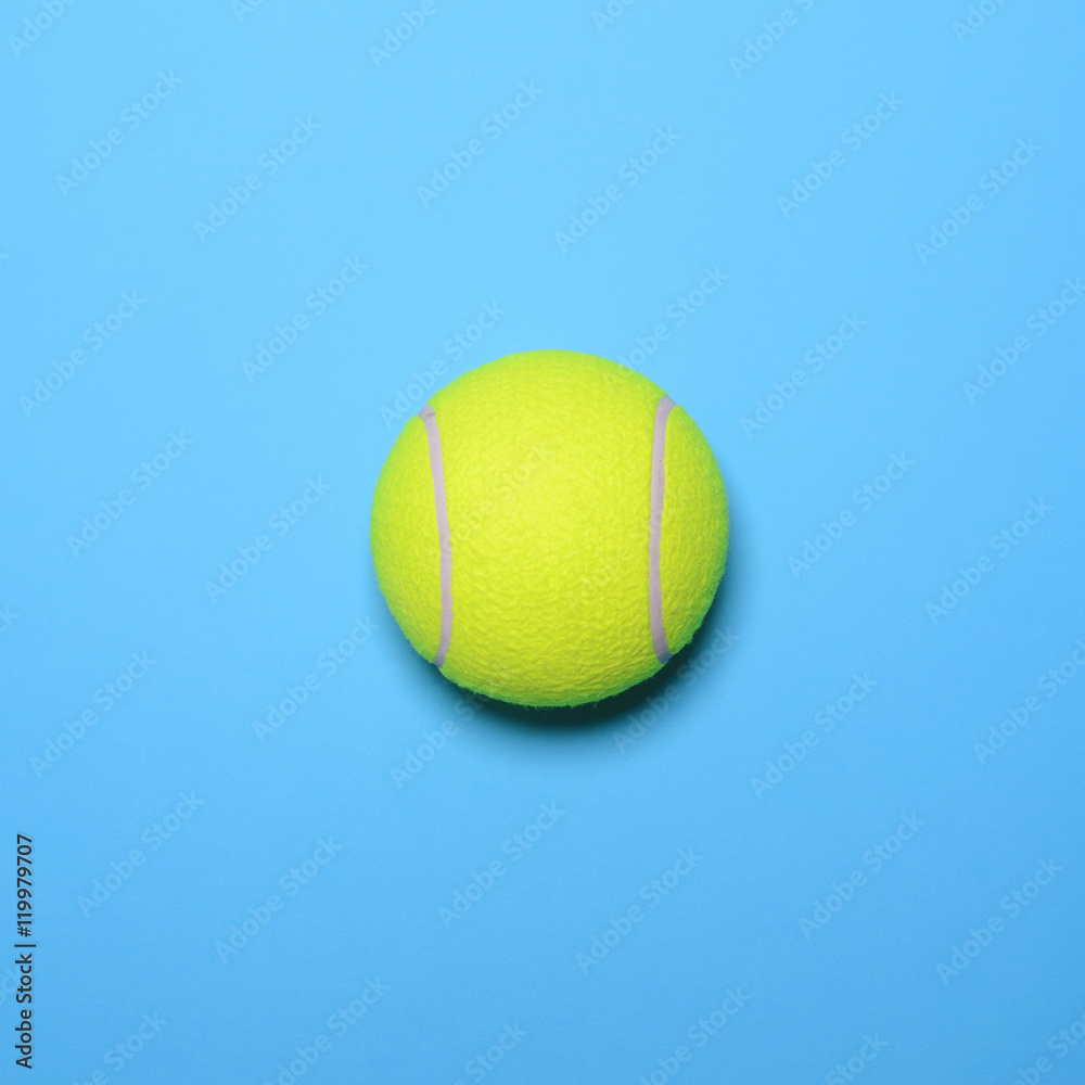 Big tennis ball on blue background - Trendy minimal design top v