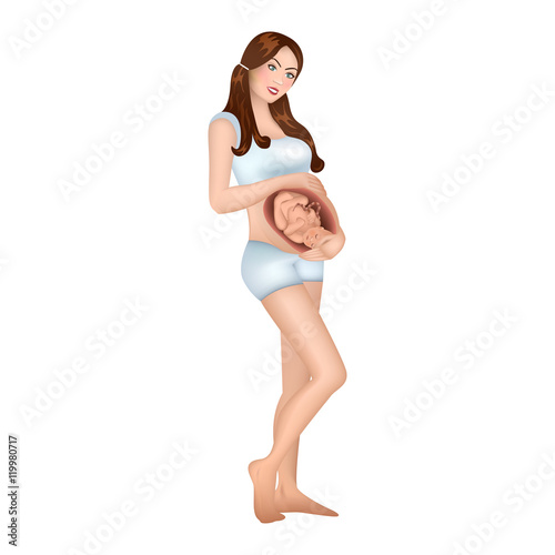 Pregnant woman with a child in her womb.