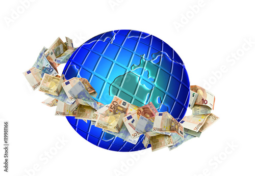 Globe with money around