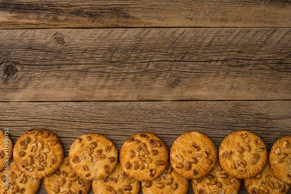 Cookies with peanut on old wooden table. Cookies with peanut on old wooden table.