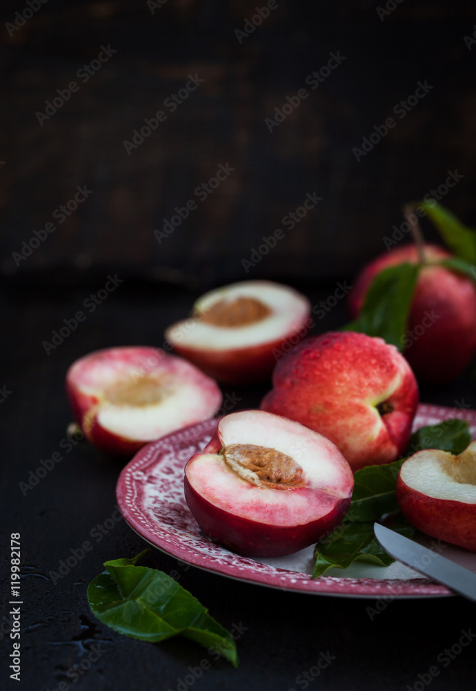 Plate of fresh nectarines Plate of fresh nectarines