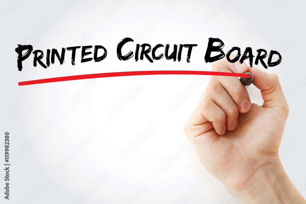 Fototapeta premium Hand writing Printed Circuit Board with marker, concept background