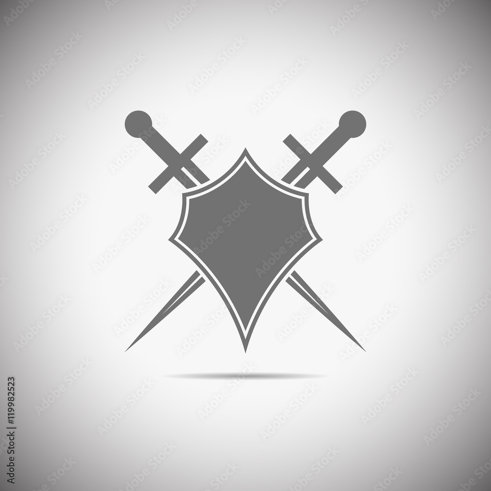 Abstract vector icon - shield and sword. Abstract vector icon - shield and sword.