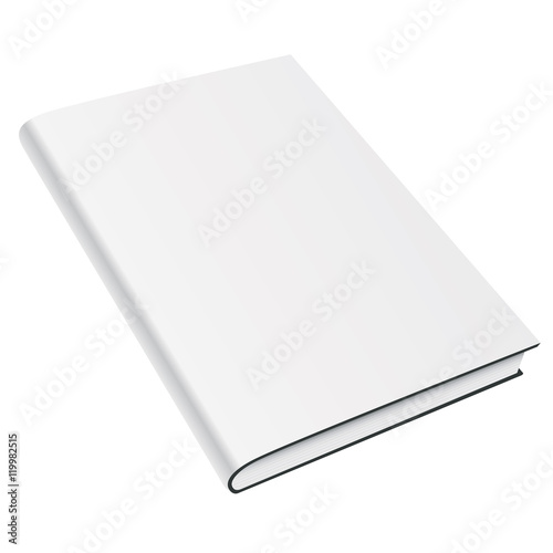 Blank book cover white isolated. Vector mock up illustration