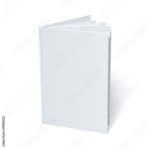 Blank book cover white isolated. Vector mock up illustration