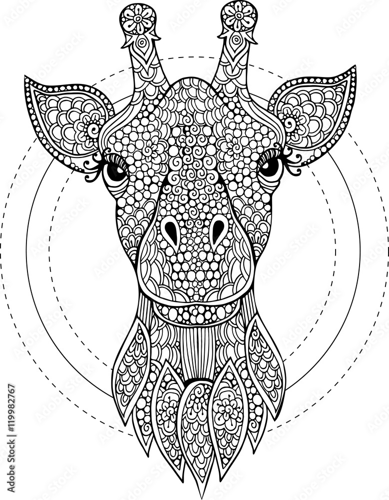 giraffe face coloring page