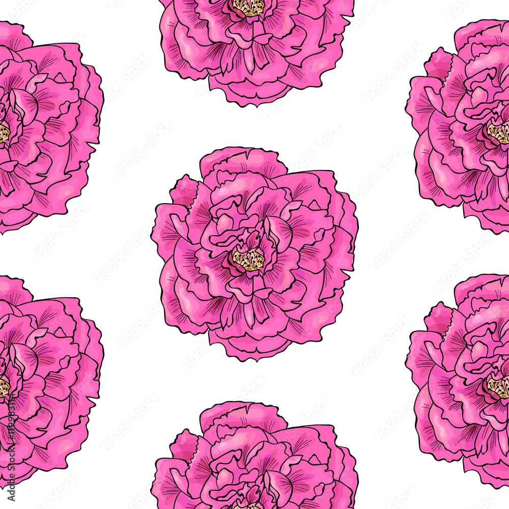 Peonies vector seamless pattern Peonies vector seamless pattern