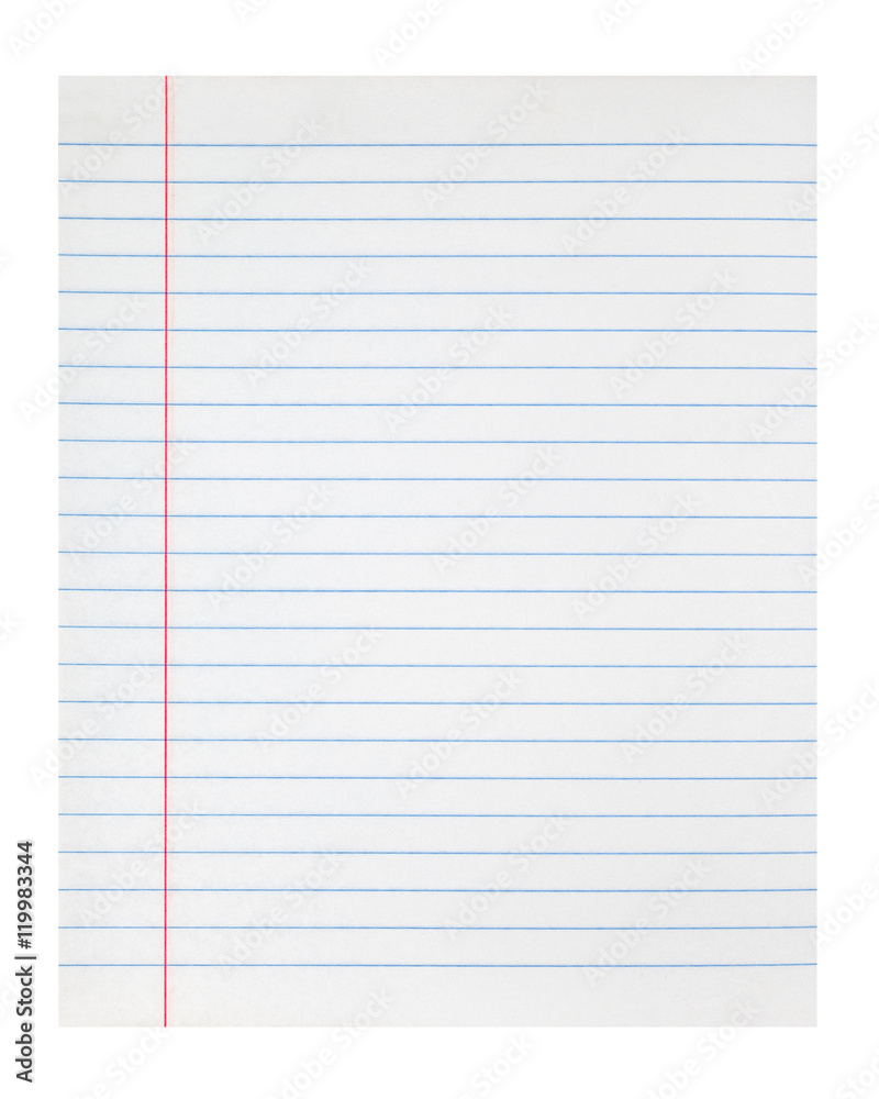 lined notebook paper sheet with left margin Stock Photo | Adobe Stock