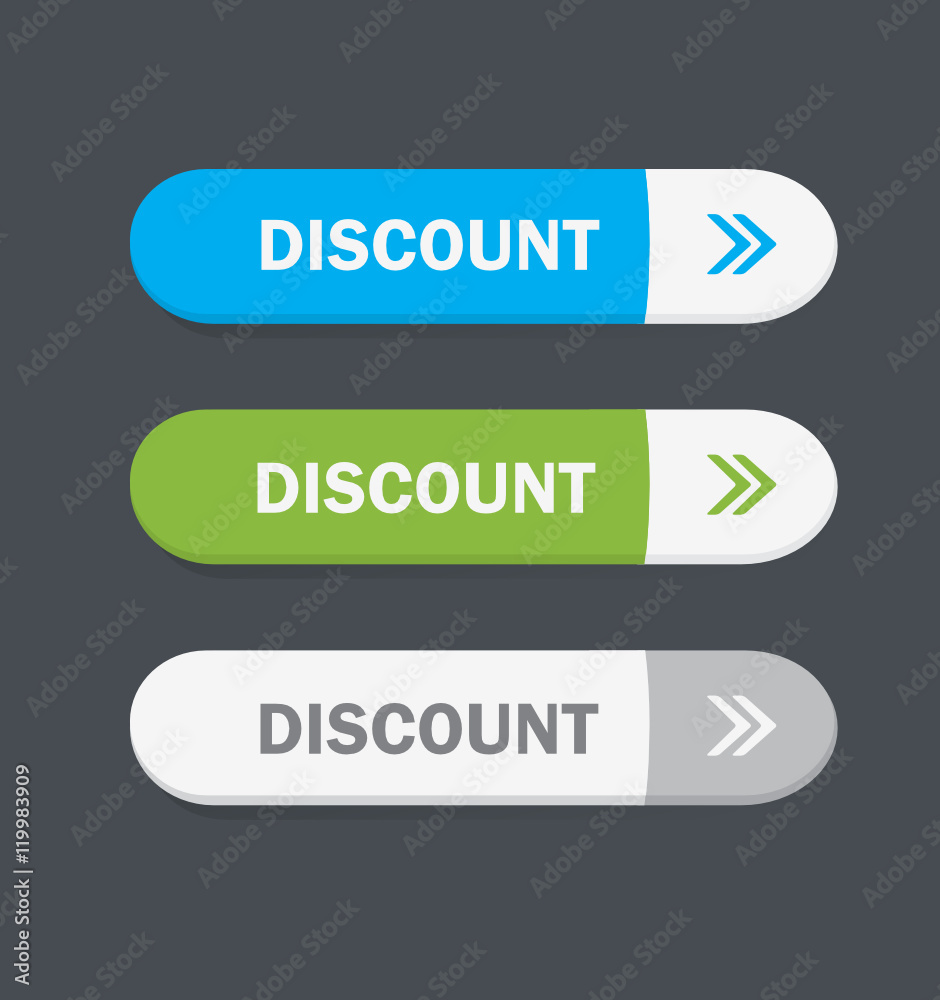 Set of vector web interface buttons. Discount. Set of vector web interface buttons. Discount.