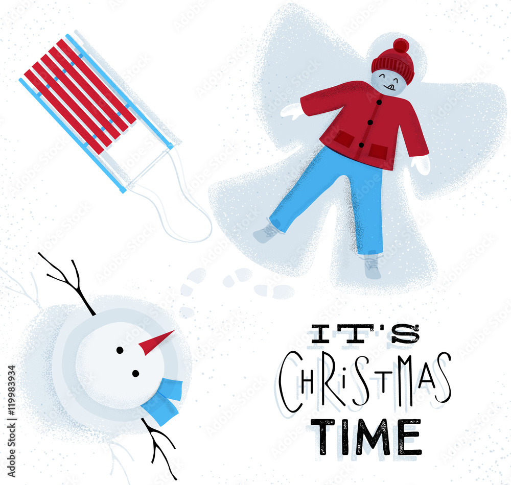Christmas time snow angel