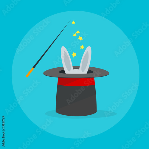 Rabbit in a Magic Hat. Vector