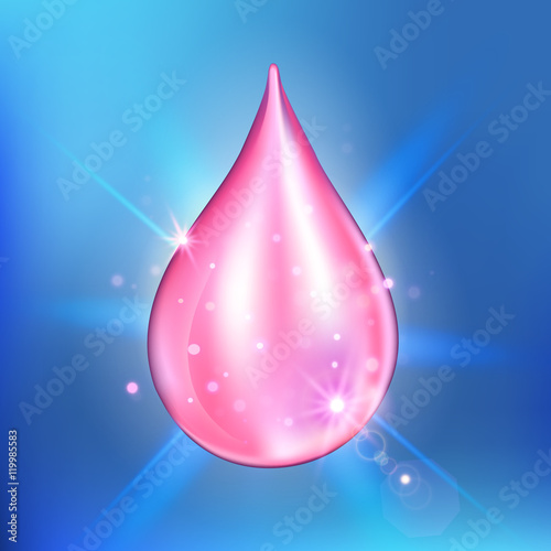 Supreme collagen oil drop essence. Premium shining serum droplet. Vector illustration