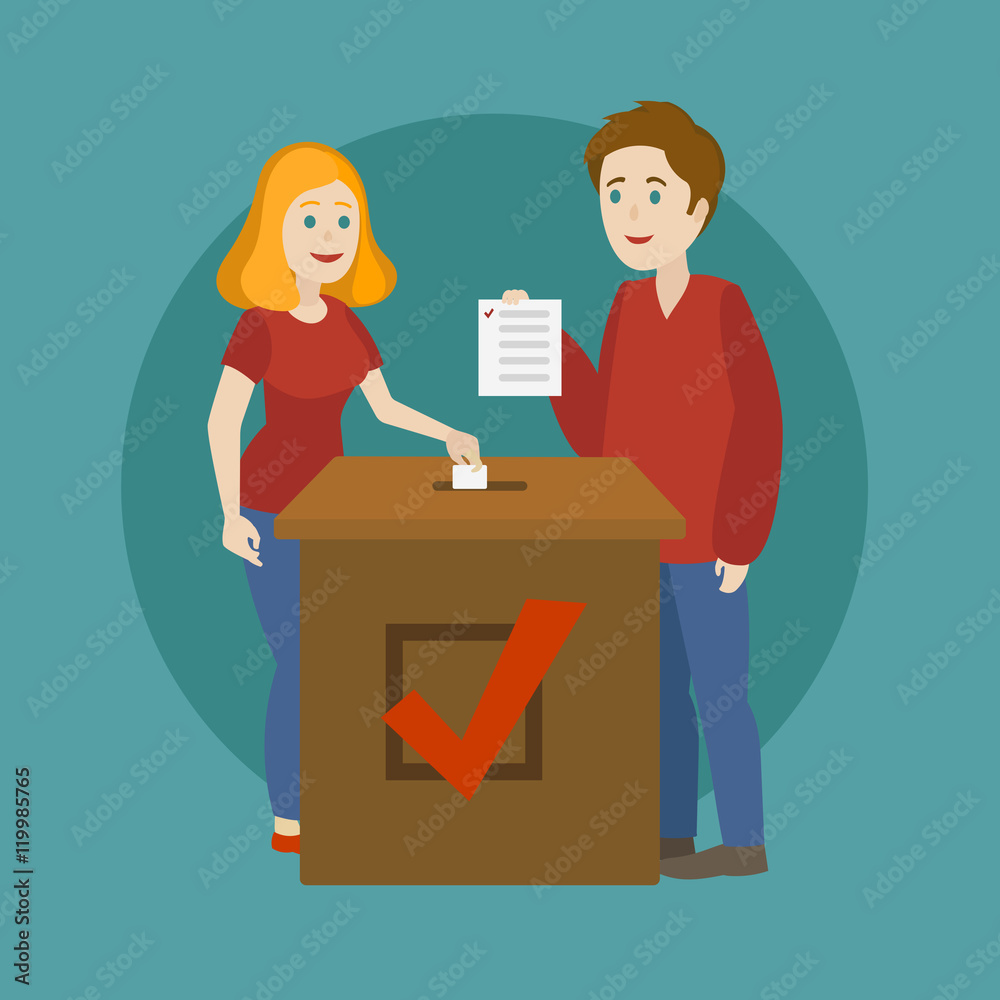 Young family voting in elections cartoon vector Young family voting in elections cartoon vector