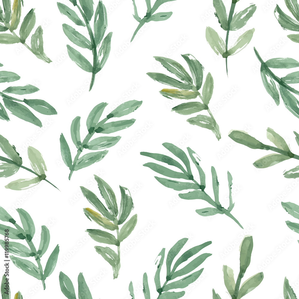 watercolor leaf seamless pattern. vector background