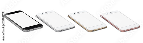 collection of new smartphones black, silver, gold and pink