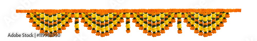 Photography Indian festive decoration - photograph of garland of orange and yellow Marigold