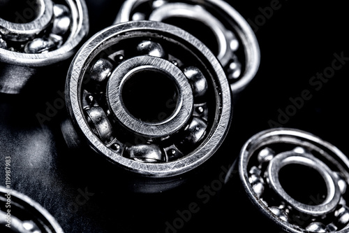 Metal gears on black background