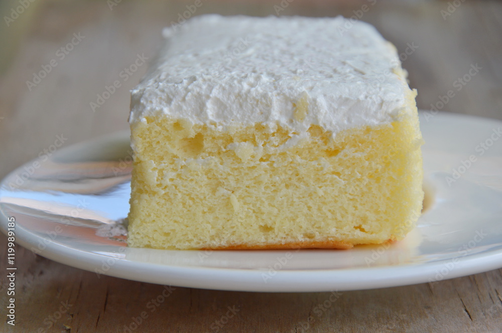 vanilla flavor milk cream cake on dish vanilla flavor milk cream cake on dish