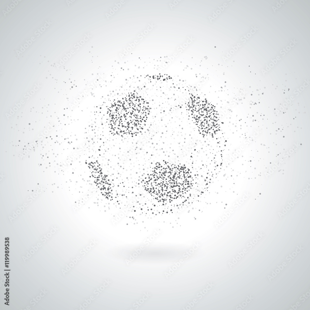 Obraz premium Silhouette Of Football / Soccer Ball From Polygon Particle. Gray Background