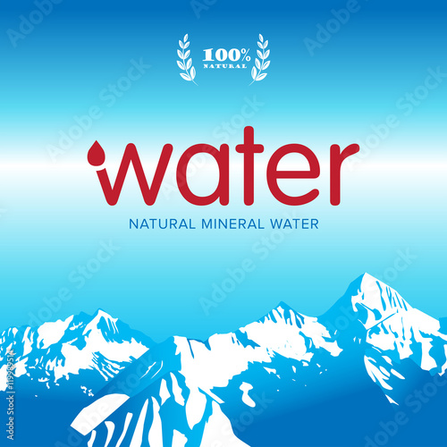 Vector Mineral Bottled Spring water logo design Label template. Isolated vector illustration.