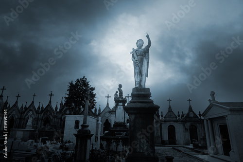 Overcast sad cemetery