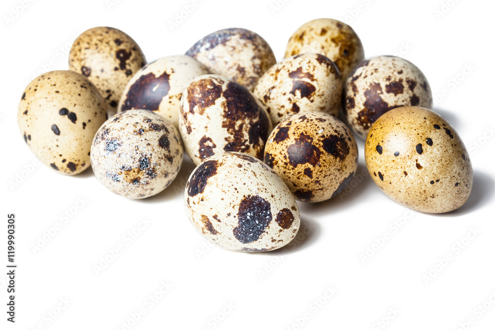Quail eggs are isolated on a white background Quail eggs are isolated on a white background