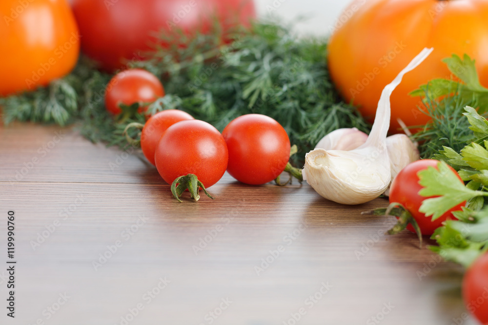 Fresh vegetables on a wooden table Fresh vegetables on a wooden table
