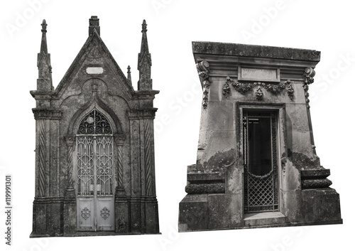 Konstfotografi Set of two different facades of old crypts