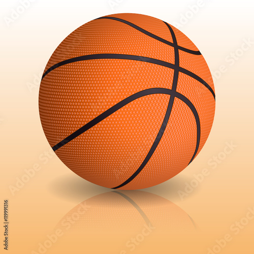 Vector realistic basketball ball with mirror reflection.