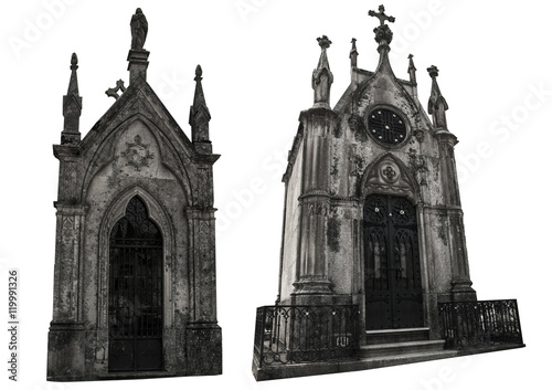 Canvas Print Set of two different facades of old crypts