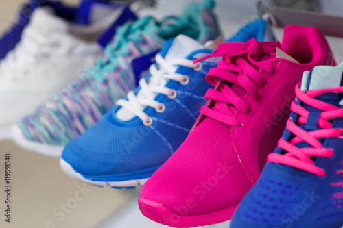 Variety of the colorful sneakers on sale
