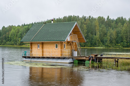 Floating sauna house. © AlexanderNikiforov