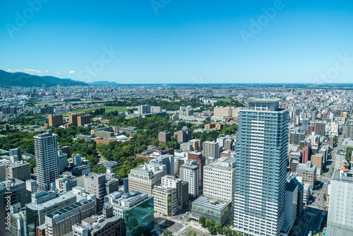 札幌ＪＲタワー展望室から見る北海道大学方向