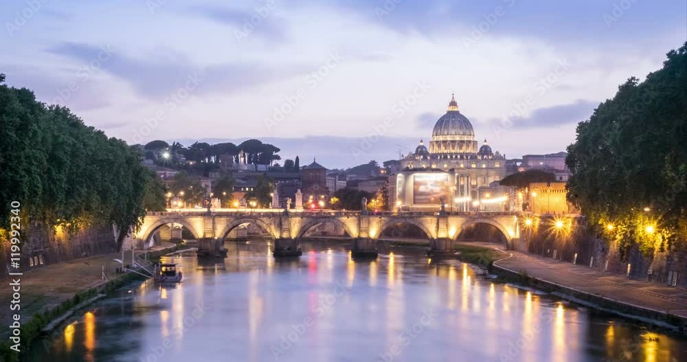 Beautiful view of Tiber river and Vatican dome, Rome, Italy Beautiful view of Tiber river and Vatican dome, Rome, Italy