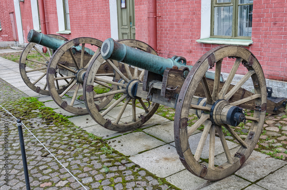 Saint Petersburg, Russia, July 31,2016. The Peter and Paul fortress. The old cannons in the Inner yard.