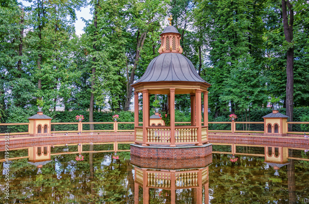 Saint Petersburg, Russia. The pavilion at the Managerial pond at the Letniy (Summer) garden. Saint Petersburg, Russia. The pavilion at the Managerial pond at the Letniy (Summer) garden.
