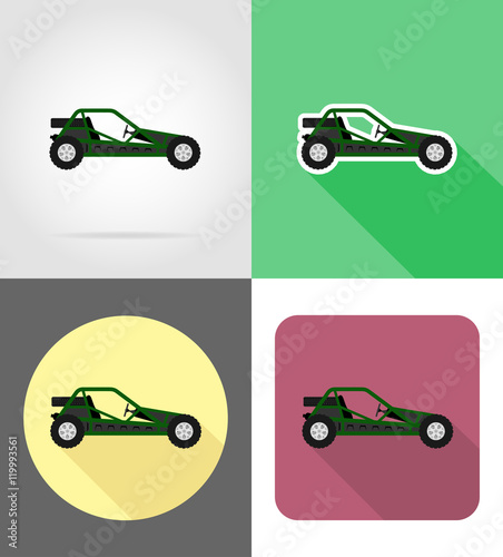 atv car buggy off roads flat icons vector illustration