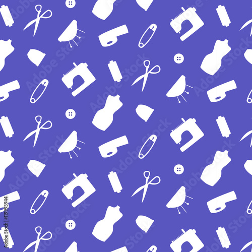 Seamless vector pattern with sewing elements
