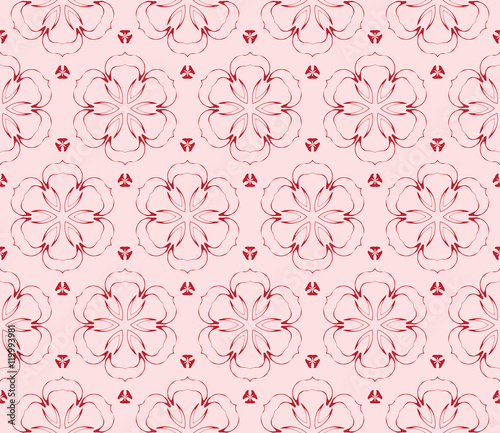 Floral seamless pattern in execution. Vector. Pink color