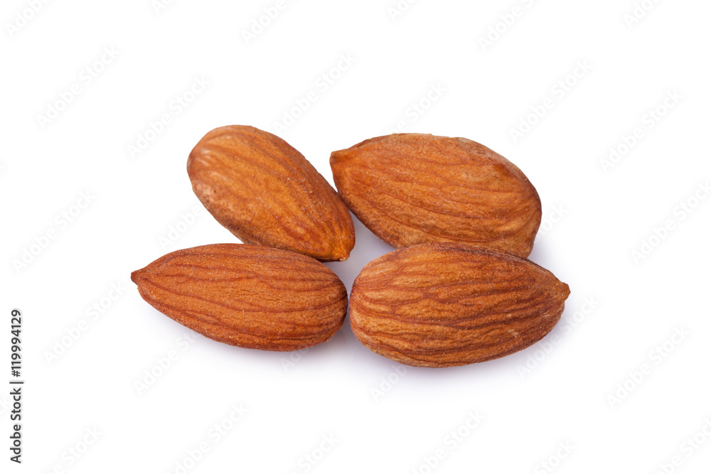 almond nuts isolated on white background.. almond nuts isolated on white background..