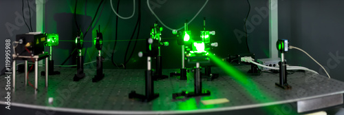 green lasers in the laboratory, laser beams among the optical elements, the study of light and cognitive phenomena