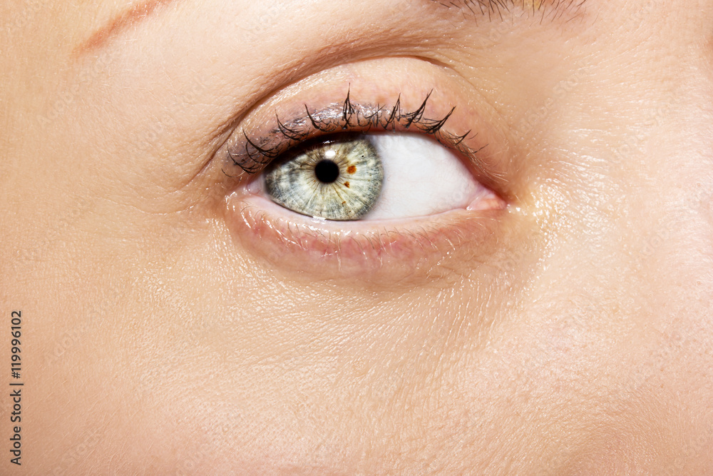 Beautiful insightful look blue woman's eye Beautiful insightful look blue woman's eye