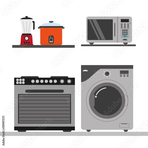 stove washer microwave blender and cooker icon. electronic appliances and supplies for your home theme.Colorful design. Vector illustration