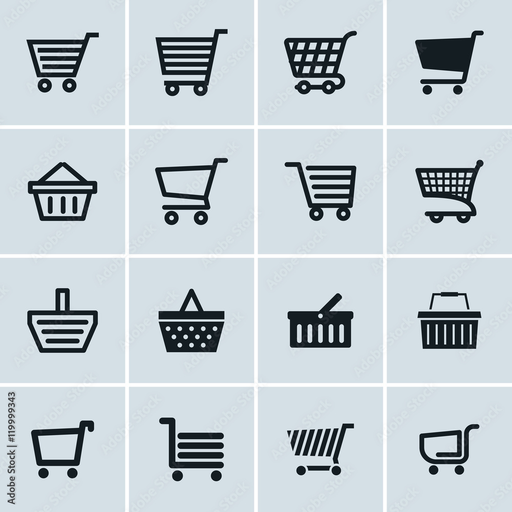 Shopping cart icons set, Add to cart website symbols, user interface pictograms for webdesign or application design,, vector illustration Shopping cart icons set, Add to cart website symbols, user interface pictograms for webdesign or application design,, vector illustration