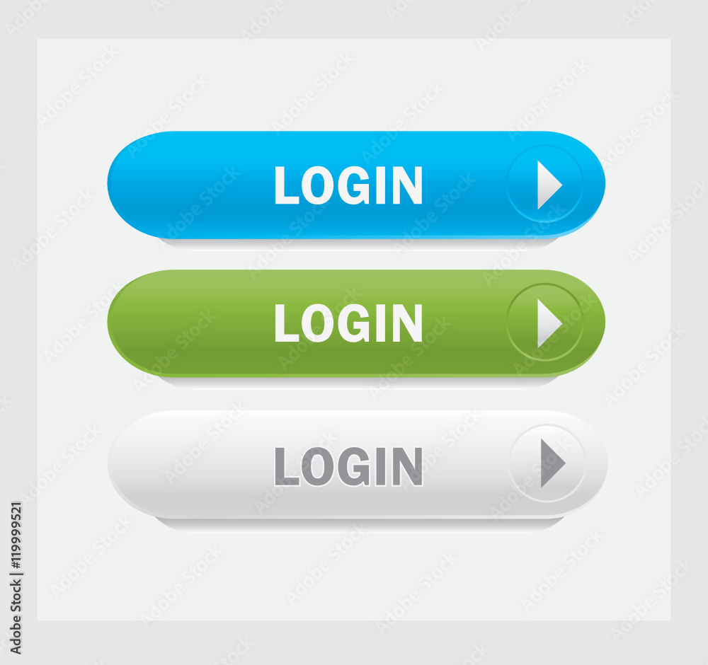 Set of vector web interface buttons. Login. Set of vector web interface buttons. Login.