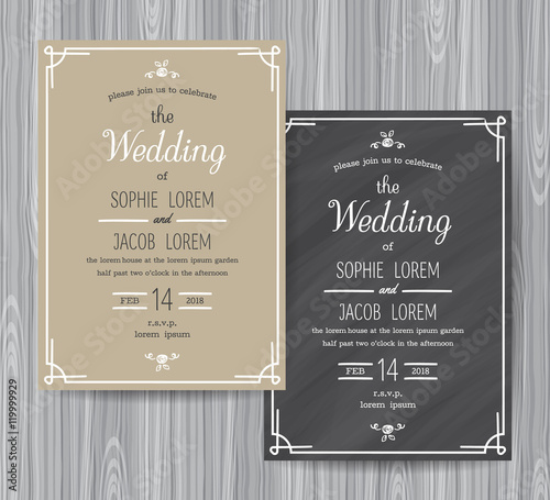 Wedding invitation vintage card.