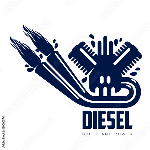 design logo motor gasoline, vector illustration, isolated on a white background. Logoth combustion engine with fire, running on petrol. logo design one isolated internal combustion engine